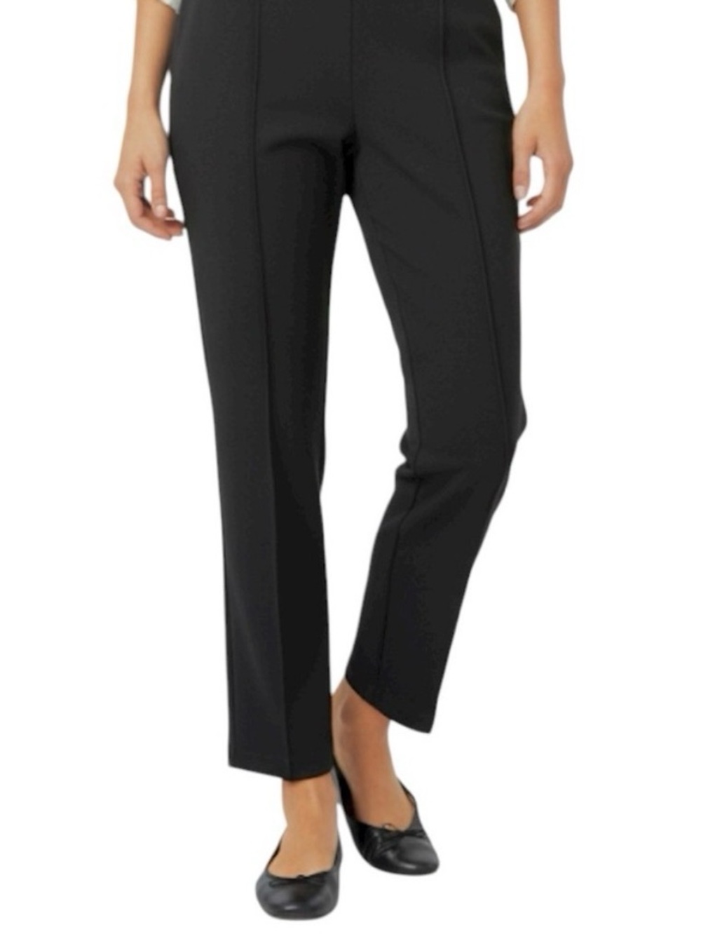 Chico's Black Pull-On Ponte Dancer II Knit Pants Relaxed Fit Size 3 Short